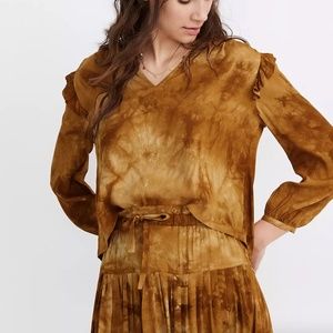 Madewell Tie-Dye Ruffle-Shoulder Top